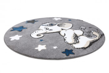 Dywany Łuszczów, Detský kusový koberec Petit Elephant stars grey kruh, 160x160 (priemer) kruh, šedá, detská izba