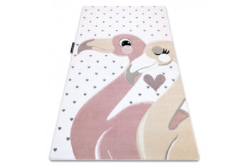 Dywany Łuszczów, Detský kusový koberec Petit Flamingos hearts cream, 160x220, ružová, detská izba