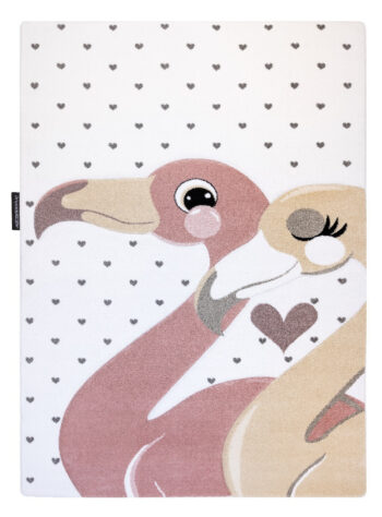 Dywany Łuszczów, Detský kusový koberec Petit Flamingos hearts cream, 160x220, ružová, detská izba