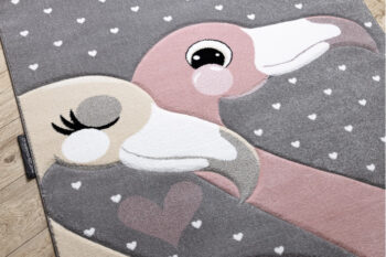 Dywany Łuszczów, Detský kusový koberec Petit Flamingos hearts grey, 140x190, ružová, detská izba