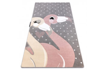 Dywany Łuszczów, Detský kusový koberec Petit Flamingos hearts grey, 160x220, ružová, detská izba