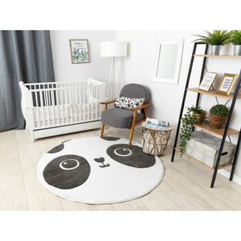 Dywany Łuszczów, Detský kusový koberec Petit Panda white kruh, 120x120 (priemer) kruh, biela, detská izba