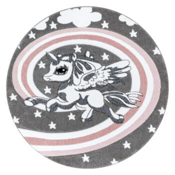 Dywany Łuszczów, Detský kusový koberec Petit Pony grey kruh, 120x120 (priemer) kruh, ružová, detská izba