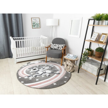 Dywany Łuszczów, Detský kusový koberec Petit Pony grey kruh, 140x140 (priemer) kruh, ružová, detská izba