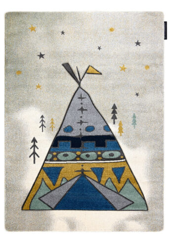 Dywany Łuszczów, Detský kusový koberec Petit Tipi grey, 140x190, modrá, detská izba