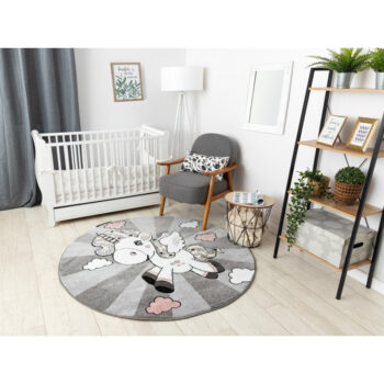 Dywany Łuszczów, Detský kusový koberec Petit Unicorn grey kruh, 120x120 (priemer) kruh, šedá, detská izba