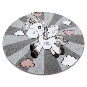 Dywany Łuszczów, Detský kusový koberec Petit Unicorn grey kruh, 120x120 (priemer) kruh, šedá, detská izba