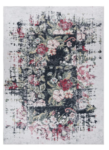 Dywany Łuszczów, Kusový koberec ANDRE Flowers 1816D, 160x220, čiernobiela, chodba / predsieň
