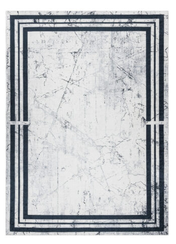 Dywany Łuszczów, Kusový koberec ANDRE Frame 1023, 80x150, biela, šedá, chodba / predsieň