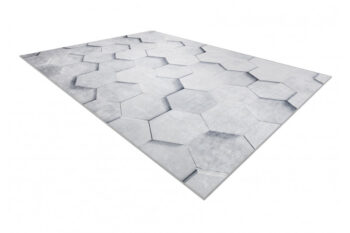 Dywany Łuszczów, Kusový koberec ANDRE Hexagon 3D 1180, 120x170, šedá, chodba / predsieň
