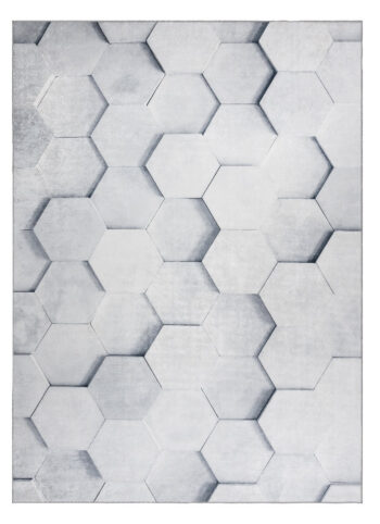 Dywany Łuszczów, Kusový koberec ANDRE Hexagon 3D 1180, 80x150, šedá, chodba / predsieň