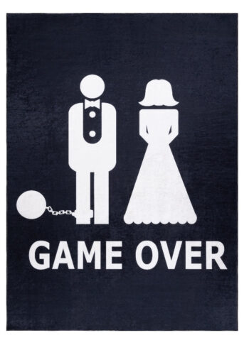 Dywany Łuszczów, Kusový koberec Bambino 2104 Game Over black, 120x170, čiernobiela, chodba / predsieň