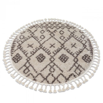 Dywany Łuszczów, Kusový koberec Berber Tanger B5940 cream and brown kruh, 120x120 (priemer) kruh, biela, obývacia izba