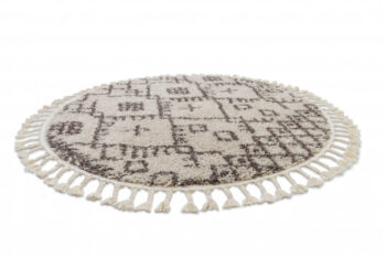 Dywany Łuszczów, Kusový koberec Berber Tanger B5940 cream and brown kruh, 120x120 (priemer) kruh, biela, obývacia izba