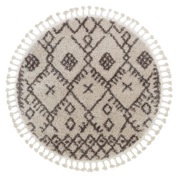 Dywany Łuszczów, Kusový koberec Berber Tanger B5940 cream and brown kruh, 160x160 (priemer) kruh, biela, obývacia izba