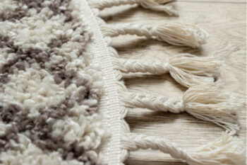 Dywany Łuszczów, Kusový koberec Berber Tanger B5940 cream and brown kruh, 160x160 (priemer) kruh, biela, obývacia izba