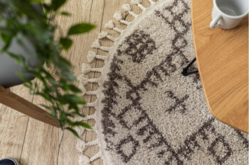 Dywany Łuszczów, Kusový koberec Berber Tanger B5940 cream and brown kruh, 160x160 (priemer) kruh, biela, obývacia izba