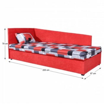 Čalúnená jednolôžková posteľ Edvin 4 Lux S L v červenej farbe s moderným vzorom je ideálnym riešením pre tých, ktorí hľadajú štýlové a funkčné vybavenie do spálne. Táto posteľ je navrhnutá tak, aby poskytovala maximálny komfort a praktickosť. Je vyrobená z kvalitnej látky a DTD materiálu, čo…