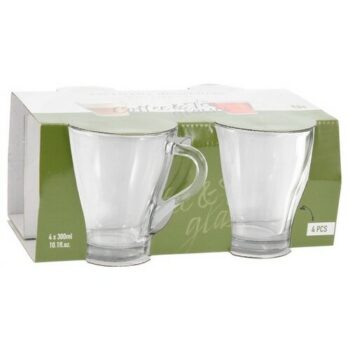 EH Sada sklenených hrnčekov Clear 300 ml, 4 ks
