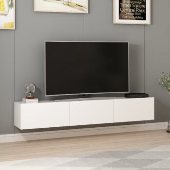 Závesný TV stolík EIZA – Škandinávska elegancia pre vašu obývaciu izbuZávesný TV stolík EIZA je dokonalou voľbou pre moderné interiéry, kde je kladený dôraz na jednoduchosť a funkčnosť. Jeho škandinávsky dizajn v elegantnej bielej farbe dodá vašej obývačke svieži a čistý vzhľad. Vďaka trom plným dvierkam ponúka praktický úložný priestor pre vaše multimediálne zariadenia, káble a ďalšie príslušenstvo.Hlavné vlastnosti produktu:Typ tovaru: Závesný TV stolíkVhodné do miestnosti: Obývacia izbaMateriál: Melamín, VT laminátRozmery: 30 x 180 x 32 cmFarba: BielaVybavenie: Dvierka plnéŠtýl: ŠkandinávskyPočet dvierok: 3Hrúbka materiálu: 18 mmDodatočné informácie: Dodávame v demonteTV stolík EIZA je navrhnutý tak, aby šetril priestor a zároveň poskytoval dostatok miesta pre vaše veci. Jeho závesná konštrukcia uľahčuje údržbu podlahy a vytvára moderný vzhľad interiéru. Zaobstarajte si závesný TV stolík EIZA a vychutnajte si štýlovú a funkčnú obývaciu izbu!