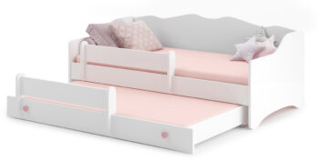 Detská posteľ s prístelkou a matracmi ELISA II 80x160 cm je to najlepšie, čo môžete dopriať Vašim ratolestiam pre ich pokojný spánok a sladké sny. Vyrobená je v nádhernej kombinácii bielej s jemnými ružovými úchytkami v tvare srdiečka. Farba použitá na náter je ekologická a odolná voči ošúchaniu.…
