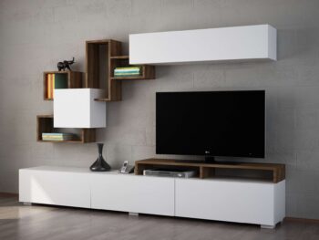 Predstavujeme ELITA, širokú obývaciu stenu v skandinávskom štýle, ktorá dokonale kombinuje sviežu bielu farbu s teplými tónmi orecha. Tento elegantný kus nábytku prinesie do vašej obývačky nielen funkčnosť, ale aj nadčasový dizajn.Detailné špecifikácieTyp tovaru: Obývacia stenaMateriál: Kvalitný LTD materiál s hrúbkou 18 mm zaručuje vysokú odolnosť a dlhodobú stabilitu.Farba: Kombinácia čistej bielej a orecha pridáva každému priestoru teplý a príjemný vzhľad.Štýl: Škandinávsky dizajn je obľúbený pre svoju jednoduchosť, funkcionalitu a schopnosť integrácie do rôznych interiérových štýlov.Zostava obsahuje: TV stolík (210 x 36.8 x 46.8 cm) a nástennú policu (210 x 26.8 x 102.8 cm), čo poskytuje úložný priestor pre elektroniku, knihy a dekorácie.Vybavenie: Regálik súčasťou zostavy je ideálny pre usporiadanie kníh, fotografických rámčekov a ďalších osobných predmetov.Obývacia stena ELITA je dokonalou voľbou pre každého, kto hľadá kus nábytku, ktorý spája estetiku, funkčnosť a kvalitu. Prineste do svojho domova kúsok skandinávskeho designu. Dodávame v demonte.
