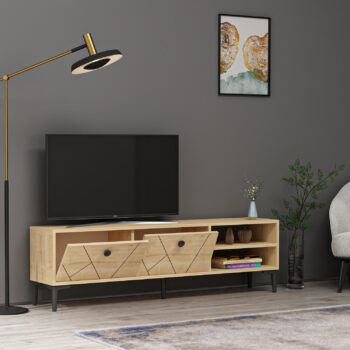TV stolík EMERALD - moderné a praktické riešenie pre vašu obývaciu izbuTV stolík EMERALD predstavuje elegantnú kombináciu dizajnu a funkčnosti, ktorá sa skvele hodí do každej obývačky. Jeho minimalistický vzhľad a praktické usporiadanie poskytujú dostatok priestoru pre vaše multimediálne zariadenia a ďalšie doplnky.Vyrobený z kvalitného LTD materiálu s hrúbkou 18 mm, TV stolík EMERALD je zárukou dlhej životnosti a stability. Stolík je vybavený skrinkou s dvoma dvierkami a praktickým regálkom na uschovanie ďalších potrebností. Plastové úchytky zaisťujú jednoduchú manipuláciu a dotvárajú moderný vzhľad stolíka.Hlavné vlastnosti produktu:Typ tovaru: TV stolíkVhodné do miestnosti: obývacia izbaMateriál: LTDRozmery: 45 x 150 x 29.6 cmFarba: dubVybavenie: skrinka a regálPočet dvierok: 2Úchytky: plastDodatočné informácie: Dodávame v demonte, plastové nožičkyTV stolík EMERALD je dodávaný v demontovanom stave, čo uľahčuje jeho prepravu a následnú montáž. Plastové nožičky zaistia stabilitu a ochranu vašej podlahy.
