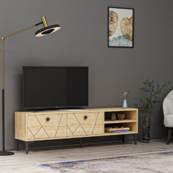 TV stolík EMERALD - moderné a praktické riešenie pre vašu obývaciu izbuTV stolík EMERALD predstavuje elegantnú kombináciu dizajnu a funkčnosti, ktorá sa skvele hodí do každej obývačky. Jeho minimalistický vzhľad a praktické usporiadanie poskytujú dostatok priestoru pre vaše multimediálne zariadenia a ďalšie doplnky.Vyrobený z kvalitného LTD materiálu s hrúbkou 18 mm, TV stolík EMERALD je zárukou dlhej životnosti a stability. Stolík je vybavený skrinkou s dvoma dvierkami a praktickým regálkom na uschovanie ďalších potrebností. Plastové úchytky zaisťujú jednoduchú manipuláciu a dotvárajú moderný vzhľad stolíka.Hlavné vlastnosti produktu:Typ tovaru: TV stolíkVhodné do miestnosti: obývacia izbaMateriál: LTDRozmery: 45 x 150 x 29.6 cmFarba: dubVybavenie: skrinka a regálPočet dvierok: 2Úchytky: plastDodatočné informácie: Dodávame v demonte, plastové nožičkyTV stolík EMERALD je dodávaný v demontovanom stave, čo uľahčuje jeho prepravu a následnú montáž. Plastové nožičky zaistia stabilitu a ochranu vašej podlahy.