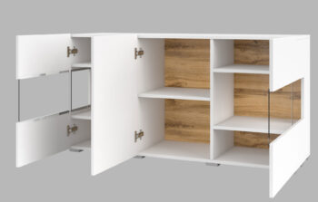 Na sektore EMMA Vás ako prvé zaujme jeho taliansky dizajn. Celý sektor je k dispozícií vo viacerých farbách aby ste si mohli zladiť Vašu obývačku podľa Vašich predstáv. Má bezúchytový systém otvárania skriniek a celokovové pánty. Univerzálnosť sektoru zaručuje možnosť zavesiť si komponenty na stenu, takže je len na Vás či si skrinky zavesíte na stenu alebo necháte postavené na zemi.Komoda EMMA 25 má troje vrátka z toho dvoje so sklom za ktorými sa nachádza praktický úložný priestor.Rozmer (ŠxVxH): 120 x 62 x 35 cmFarebné prevedenie : biela/ dub wotanNábytok je dodávaný v demonte.