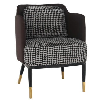 Dizajnové kreslo Emren je skvelou voľbou pre tých, ktorí hľadajú moderný a štýlový doplnok do svojho interiéru. Toto klasické kreslo vyniká svojím elegantným vzhľadom, ktorý kombinuje čiernobielu, hnedú a čiernu farbu. Je vyrobené z kvalitných materiálov ako ekokoža a látka, čo zaručuje jeho…