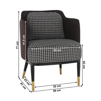 Dizajnové kreslo Emren je skvelou voľbou pre tých, ktorí hľadajú moderný a štýlový doplnok do svojho interiéru. Toto klasické kreslo vyniká svojím elegantným vzhľadom, ktorý kombinuje čiernobielu, hnedú a čiernu farbu. Je vyrobené z kvalitných materiálov ako ekokoža a látka, čo zaručuje jeho…