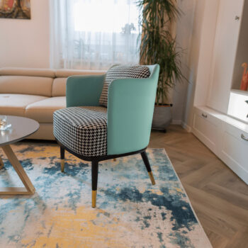 KONDELA Emren dizajnové kreslo čiernobiela / neo mint / čierna – Obrázok 2