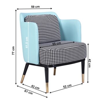 KONDELA Emren dizajnové kreslo čiernobiela / neo mint / čierna – Obrázok 8