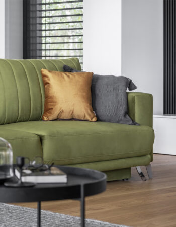 Zariaďte si obývačku, spálňu či študentskú izbu s flexibilným kúskom, ako je rozkladacia pohovka s úložným priestorom ENZIA. Jej flexibilita spočíva v tom, že je možné ju pomocou jednoduchého mechanizmu premeniť na pohodlné lôžko na večerné leňošenie pri pozeraní televízie alebo výnimočné…