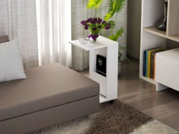 EPITAF - Škandinávsky príručný stolík pre vašu obývaciu izbuPredstavujeme vám EPITAF - elegantný a praktický príručný stolík, ktorý je navrhnutý v obľúbenom škandinávskom štýle. Tento stolík je ideálnym doplnkom pre vašu obývaciu izbu, vďaka svojej jednoduchosti a funkčnosti prinesie do vášho interiéru svieži a moderný nádych.Typ tovaru: Príručný stolíkMateriál: LTDRozmer: 29.5 x 73.2 x 42 cmFarba: BielaVybavenie: Odkladacie police a regálokŠtýl: ŠkandinávskyTvar: ObdĺžnikovýHrúbka materiálu: 18 mmDodatočné informácie: Dodávame v demonteStolík EPITAF sa pýši svojim čistým bielym prevedením a obdĺžnikovým tvarom, ktorý je nielen praktický, ale aj vizuálne príťažlivý. Vďaka odkladacej polici a regálku poskytuje dostatok úložného priestoru pre vaše knihy, časopisy či dekorácie. Robustný LTD materiál s hrúbkou 18 mm zaisťuje dlhú životnosť a pevnosť tohto stolíka.Objednajte si príručný stolík EPITAF ešte dnes a pridajte do svojej obývačky štýlový a funkčný doplnok. Dodávame v demonte, čo umožňuje jednoduchú prepravu a jednoduchú montáž.