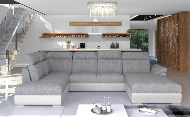 NABBI Ermo U L rohová sedačka u s rozkladom a úložným priestorom svetlosivá / biela Rohová sedačka v tvare U - ERMO L sa vďaka svojmu dizajnu a prevedeniu hodí do každej obývačky, či už modernej alebo klasickej. Sedačku si vďaka jej priestrannosti a pohodlnosti, ktorú zabezpečuje vysoko kvalitná pena T30 môžete užívať s celou svojou rodinou. Veľkým prínosom pre sedačku je jej…