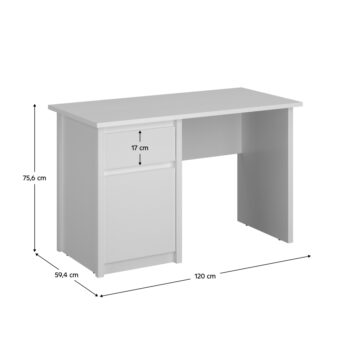 KONDELA Erodin 1D1S/120 písací stôl biela – Obrázok 2
