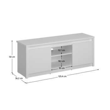 TV stolík Erodin 2D/125 v elegantnej bielej farbe je ideálnym riešením pre moderné interiéry. Tento kus nábytku od značky KONDELA ponúka nielen praktickosť, ale aj štýlový vzhľad, ktorý sa hodí do každej obývačky. S rozmermi 125,4 cm na šírku, 50 cm na výšku a 36,2 cm na…