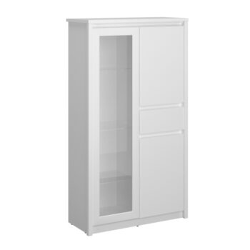 Predstavujeme vám modernú trojdverovú vitrínu so zásuvkou Erodin 2D1W1S N v elegantnom bielom prevedení, ktorá je ideálnym doplnkom pre váš interiér. Táto vitrína od značky KONDELA ponúka praktické riešenie pre uskladnenie a vystavenie vašich obľúbených predmetov.