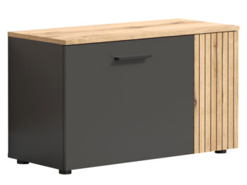Predstavujeme vám moderný botník Esena 1D1K, ktorý je ideálnym riešením pre vašu predsieň. Tento elegantný kus nábytku v prevedení grafit a dub evoke kombinuje funkčnosť s estetickým vzhľadom, čím dodáva vášmu interiéru štýlový nádych.