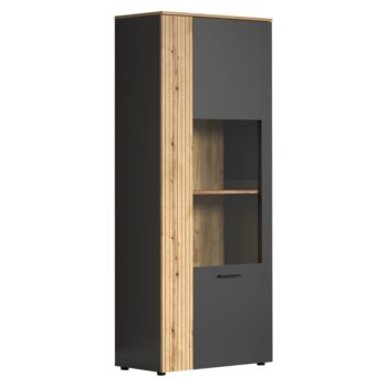 Vitrína Esena 1D1W v elegantnom prevedení grafit a dub evoke je ideálnym doplnkom pre váš moderný interiér. Táto vitrína, vyrobená z kvalitnej laminovanej DTD a skla, ponúka nielen estetický vzhľad, ale aj praktické využitie. S rozmermi 80 cm na šírku, 42 cm na hĺbku a 195 cm na…