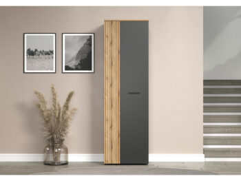 Dvojdverová šatníková skriňa Esena 2D/40 v elegantnom farebnom prevedení grafit a dub evoke je ideálnym riešením pre moderné interiéry. Táto skriňa, vyrobená z kvalitného laminovaného DTD materiálu, ponúka praktické úložné priestory s dvoma sekciami, ktoré sú vhodné na…