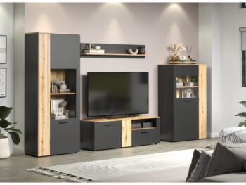 TV stolík Esena 2D1S v elegantnom prevedení grafit a dub evoke je ideálnym doplnkom pre moderné interiéry. Tento kus nábytku od značky KONDELA ponúka nielen štýlový vzhľad, ale aj praktické využitie. S rozmermi 150 cm na šírku, 42 cm na hĺbku a 50 cm na výšku…