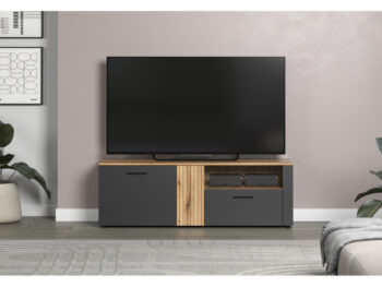 TV stolík Esena 2D1S v elegantnom prevedení grafit a dub evoke je ideálnym doplnkom pre moderné interiéry. Tento kus nábytku od značky KONDELA ponúka nielen štýlový vzhľad, ale aj praktické využitie. S rozmermi 150 cm na šírku, 42 cm na hĺbku a 50 cm na výšku…