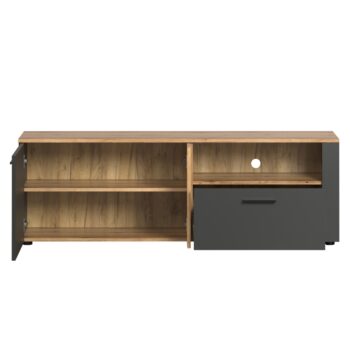 TV stolík Esena 2D1S v elegantnom prevedení grafit a dub evoke je ideálnym doplnkom pre moderné interiéry. Tento kus nábytku od značky KONDELA ponúka nielen štýlový vzhľad, ale aj praktické využitie. S rozmermi 150 cm na šírku, 42 cm na hĺbku a 50 cm na výšku…