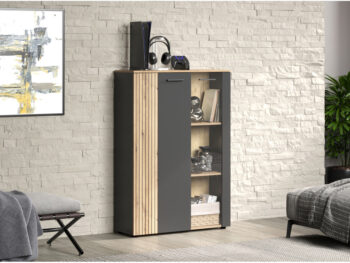 Dvojdverová vitrína Esena 2D1W N v elegantnom prevedení grafit a dub evoke je ideálnym riešením pre moderné interiéry. Táto vitrína, vyrobená z kvalitnej laminovanej DTD a skla, ponúka nielen praktické úložné priestory, ale aj štýlový vzhľad, ktorý sa hodí do každého domova.…