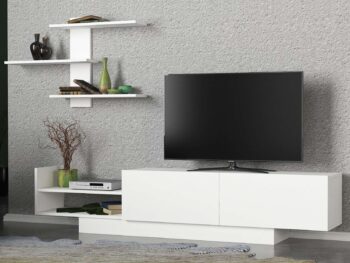 Objavte EUGENE, obývaciu stenu v škandinávskom štýle, ktorá prináša do vašej obývačky vzdušnosť a jednoduchosť. Táto elegantná zostava v bielej farbe ponúka perfektnú kombináciu funkčnosti a moderného dizajnu, ktorá obohatí akýkoľvek interiér.Detailný popisTyp tovaru: Obývacia stenaMateriál: Kvalitný LTD s hrúbkou 18 mm, čo zaisťuje vysokú odolnosť a dlhú životnosť.Rozmery: TV stolík (180 x 31.8 x 40 cm) a nástenná polica (95.5 x 22.3 x 60 cm), poskytujúca účinné riešenie pre usporiadanie vašej elektroniky a dekoratívnych prvkov.Farba: Čistá biela, ktorá pridáva priestoru sviežosť a rozjasňuje každý kút.Štýl: Škandinávsky dizajn so zameraním na minimalizmus, funkčnosť a prírodný vzhľad.Vybavenie: Regálka ponúka ďalší úložný priestor pre knihy, dekorácie alebo multimédiá.Dodatočné informácie: Produkt dodávame v demontovanom stave, čo uľahčuje jeho transport a montáž.Obývacia stena EUGENE je ideálnou voľbou pre tých, ktorí hľadajú elegantný a praktický kus nábytku, ktorý poskytuje dostatok priestoru na uskladnenie a zároveň prináša do domova pocit pokoja a harmónie typický pre škandinávsky štýl. >