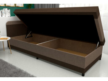 Čalúnená jednolôžková posteľ Eva v elegantnej svetlohnedej a hnedej farbe je ideálnym riešením pre tých, ktorí hľadajú moderný a praktický nábytok do spálne. Táto posteľ je navrhnutá tak, aby poskytovala maximálny komfort a funkčnosť, pričom jej štandardné rozmery 80 x 200 cm sú…