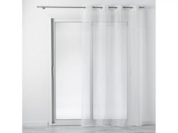 Elegantná biela záclona na kruhy s vrchným vzorovaným dielom 140 x 240 cm