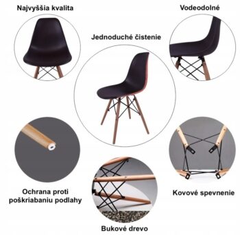 Elegantná čierna stolička do interiéru